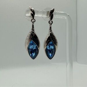 Fifth Avenue Collection Blue Crystal Drop Earrings | Sterling Silver